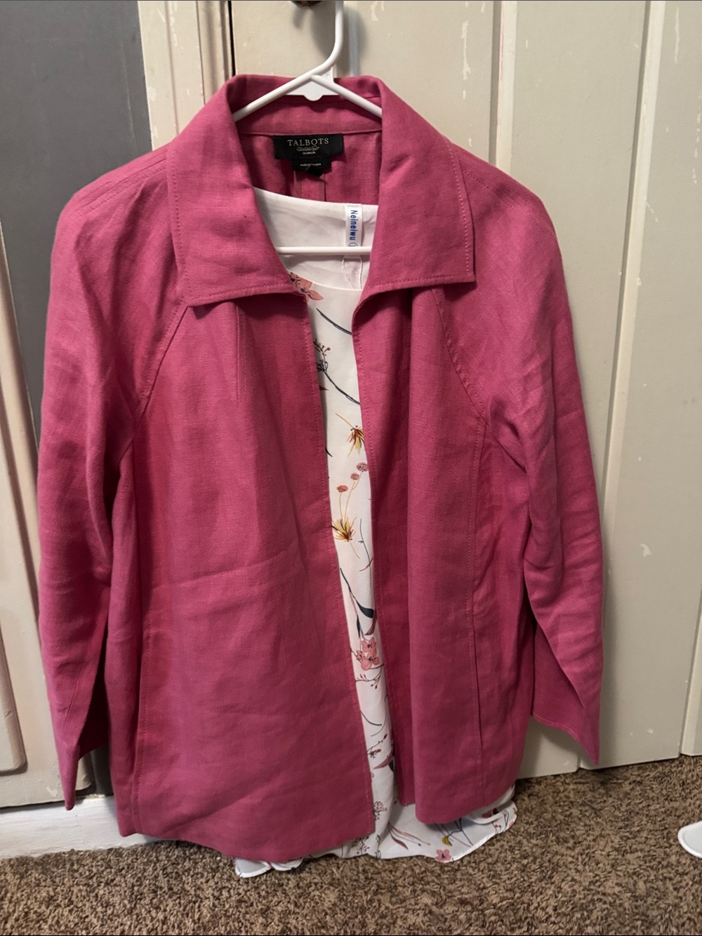 Talbots Rose Pink Women's Lightweight Blazer Jacket with 2XL blouse.